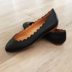 J.crew genuine leather scalloped flats